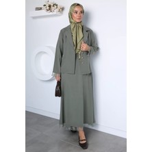 Gülseli Kadın Dantel Işlemeli Bel Lastikli Etek Ceket Modern Ikili Takım P-00023035