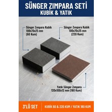 Uniflex Sünger Zımpara Seti 3'lü Paket Kubik 60-220 Kum ve Yatık 180 Kum El Zımparası