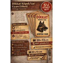 Dh Elektromarket 🐕 Dikkat Köpek Var Uyarı Etiketi (Vintage Tasarım) 5 Adet
