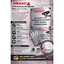 Dh Elektromarket 📹 Dikkat! 7/24 Kamera ile Izlenen Alan Uyarı Levhası 5li Paket Grı (20X30 Cm)