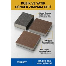 Uniflex Sünger Zımpara Seti 100-220-400 Kum Kubik ve Yatık 3'lü Paket El Zımparası