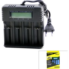 Marsilyan™- 4lü Pil Şarj Aleti 3000MA 4.2V Fişli=ac 100-240V Etc - 26650 - 18650 - 16340 BX40