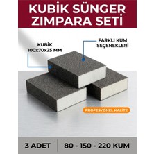 Uniflex 80-150-220 Kum Sünger Zımpara Seti 3 Adet Kubik Blok 100X70X25 mm El Takozu
