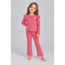 DoaMini Kız Çocuk Fitilli Kumaş Sweat Pantolon Takım