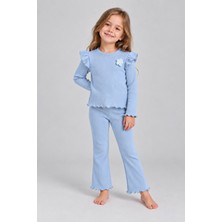 DoaMini Kız Çocuk Fitilli Kumaş Sweat Pantolon Takım