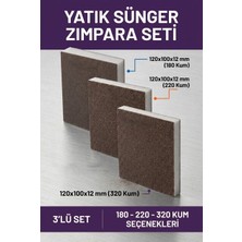 Uniflex 180-220-320 Kum Sünger Zımpara Seti Yatık Ped 3'lü Paket 120X100X12 mm El Zımparası