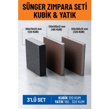 Uniflex 120-180-320 Kum Sünger Zımpara Seti Kubik ve Yatık 3'lü Paket El Zımparası