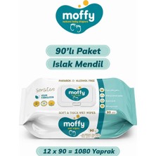 Moffy Günlük Kullanım Islak Mendil 1080 Yaprak 90'lı Paket Çocuk ve Bebekler İçin Uygun