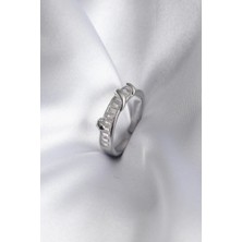 Inure Jewelry Pirinç Gümüş Renk Su Yolu Zirkon Taşlı Kadın Yüzük