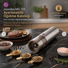 Faveury Joyside MG-705 Otomatik Paslanmaz Çelik Baharat Değirmeni - LED Işıklı & Ayarlanabilir Öğütücü