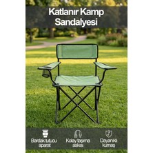 Ironika Özel Yırtılmaz Kumaşlı Katlanabilir Kamp Sandalyesi Rejisör Koltuğu Yeşil