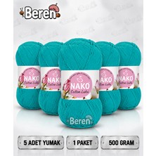 Nako Cotton Lüks - 97581 Koyu Turkuaz - 5'li Paket - 100GR/330M - Pamuklu Hırka Yelek Amigurumi Ipi