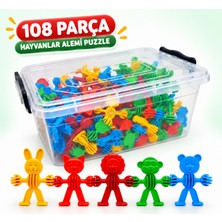 Oyuncak Fabrikası 108 Parça Büyük Boy Hayvanlar Alemi Puzzle 6,30 cm Saklama Kutulu Eğitici Oyuncak