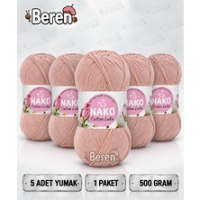 Nako Cotton Lüks - 97545 Pudra - 5'li Paket - 100GR/330M - Pamuklu Hırka Yelek Amigurumi Ipi