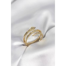 Inure Jewelry Yılan Model Gold Renk Zirkon Taşlı Kadın Yüzük