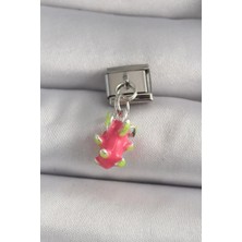 Inure Jewelry 316L Çelik Gümüş Renk Sallantı Ejder Meyvesi Model Nomination Charm