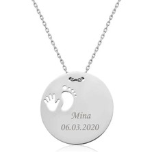 Inure Jewelry ​Gümüş El Ayak İzi Yeni Doğan Kolye