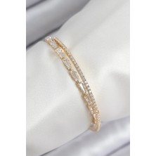 Inure Jewelry Pirinç Zirkon Taşlı Su Yolu Model Gold Renk Kadın Bileklik