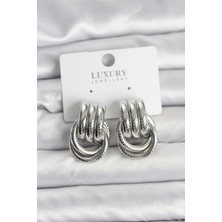 Inure Jewelry Gümüş Renk Halka Modelli Pirinç Kadın Küpe