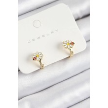 Inure Jewelry Pirinç Papatya Model Gold Renk Çocuk Küpe
