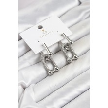Inure Jewelry Gümüş Renk Vıp Seri Tifani Zirkon Taşlı Kadın Küpe