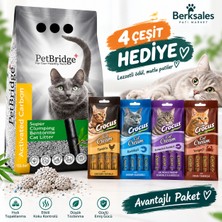 Pet Bridge Süper Premium Beyaz Bentonit Kedi Kumu 10 L + 4 Çeşit Crocus Kedi Kreması 16X15 G Hediyeli