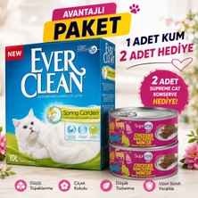 Ever Spring Garden Çiçek Kokulu Topaklanan Kedi Kumu 10 L + 2 Adet Supreme Cat Konserve Kedi Maması Hediyeli