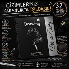 Dream Art Galery Black Eskiz Defteri 20X20 cm Siyah Kağıt Çizim Defteri 32 Yaprak - Black Paper Sketchbook Kare Spiral