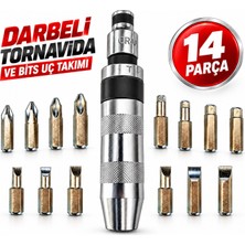 Badem10 Darbeli Tornavida ve Bits Uç Seti 14PC Profesyonel Kullanım Vidalama Montaj ve Tamir Takımı