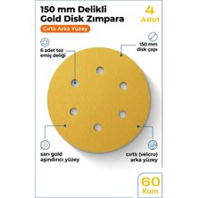 Uniflex 150 mm Cırt Zımpara 60 Kum Delikli Gold Disk Zımpara 4 Adet