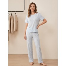 Wiwa Woman Kadın Açık Gri Düz Kısa Kollu Pijama Takımı