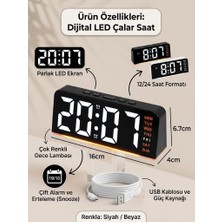 Neler Geldi Neler Dijital LED Alarm Saati Tarih Göstergeli Çift Alarmlı Led Gece Lambası Masa Saati Saatli Gece Lambası