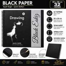 Dream Art Galery Black Eskiz Siyah Kağıtlı Çizim Defteri 32 Yaprak 20X20 cm Spiral Sketchbook Drawing