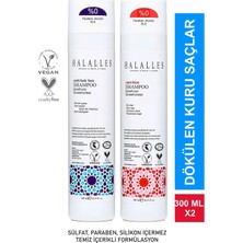 Halalles Saç Dökülmesine Karşı Şampuan Işlemsiz Kuru Saçlar - Sülfatsız & Vegan Formül 2 x 300 ml