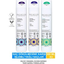 Halalles Saç Dökülmesine Karşı Şampuan Işlemli Yağlı Saçlar - Sülfatsız & Vegan Formül 3 x 300 ml