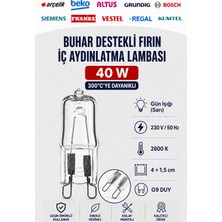 Öz Beyaz Eşya Arçelik - Vestel Uyumlu Buhar Destekli Fırın Iç Aydınlatma Lambası 40 W Halojen Ampul 300°C