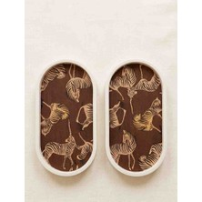 2'li Zebra Desenli Oval Dekoratif Tepsi Seti 18X9.5 cm – Takı Tabağı, Anahtarlık ve Düzenleyici Sunumluk