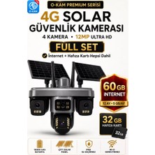 O-Kam OK335SET4  12MP 4 Kameralı 4G Çift Solar Panel Gece Görüş 60GB (12Ayx5Gb) İnternet +32GB Hafıza
