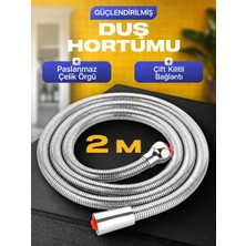 Suvia Duş Hortumu 200 cm Paslanmaz Çelik Örgülü Güçlendirilmiş Çift Kilitli Duş Spirali 2 Metre