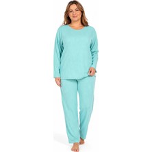 Sleeproom Büyük Beden Su Yeşili Kaşkorse Pijama Takımı