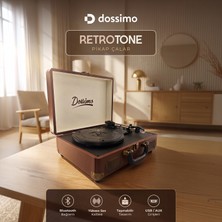 Dossimo Retrotone Bt+Aux+Usb Destekli Yedek Iğneli Kahverengi Pikap Çalar DS-R100