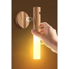 Marsilyan™- Sensörlü Şarjlı LED Ahşap Görünümlü Kablosuz Duvar Apliği Gün Işığı Ev ve Koridor Için