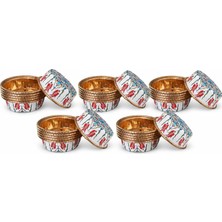 Roll-Up Premium Lale Desenli Kap - Aşure Sütlaç Tatlı Kabı - 11,5x4,5 Cm. - 6 Adetlik 3 Paket -30 Ad