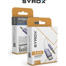 Syrox DT24T-J Type-C To 3.5mm Aux Ses Çevirici ve Dönüştürücü Adaptör Kablo - Beyaz