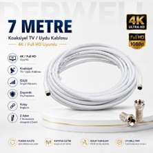 Derwell 7 Metre 4K Full Hd Koaksiyel Tv Uydu Anten Kablosu Seti - Güçlü Sinyal Aktarımlı Dayanıklı Televizyon Kablosu - Lnb Alıcı Uyumlu Yüksek Kalite Beyaz