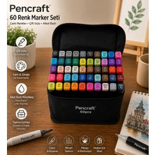 Pencraft 60 Adet Çift Taraflı Marker Kalem Seti Çantalı Standlı