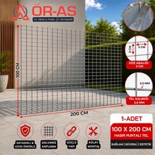Ör-As Tel Örgü Galvanizli Hasır Tel-(-3 Göz Aralıklı-) 2.5mm Kalınlık -100CM Yükseklik x 200CM Uzunluk