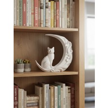 Toynetic Ayın Üzerindeki Kedi – Dekoratif Kedi Biblosu Dekoratif Obje & Biblo
