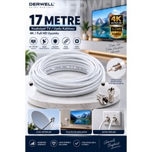 Derwell 17 Metre 4K Full Hd Koaksiyel Tv Uydu Anten Kablosu Seti - Güçlü Sinyal Aktarımlı Dayanıklı Televizyon Kablosu - Lnb Alıcı Uyumlu Yüksek Kalite Beyaz