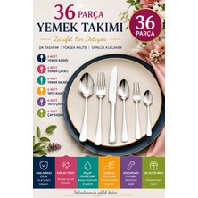 36 Parça 6 Kişilik Çatal Kaşık Bıçak Seti – Paslanmaz Çelik Yemek Takımı Çeyiz Sofra Seti
